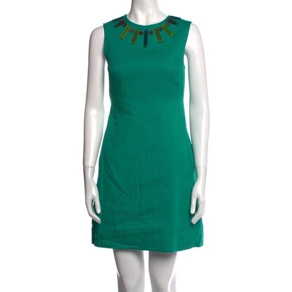 Vintage Milly of New York Green
Beaded Sleeveless Mini Dress Pockets - Size 4 - Picture 1 of 9